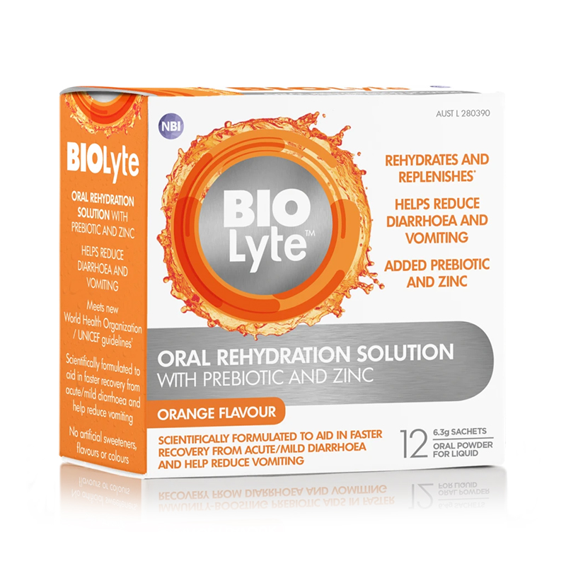 BIOLYTE ORAL REHYDRATION SOLUTION 12 X 6.3G SACHETS - ORANGE